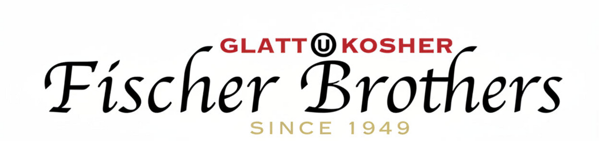 Fischer Brothers logo with 'Glatt Kosher' text on a white background