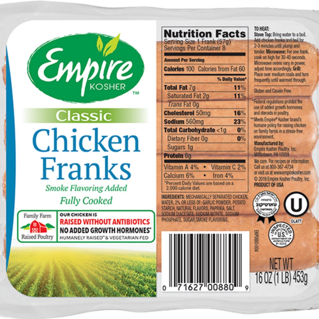 Empire Kosher Chicken or Turkey Franks