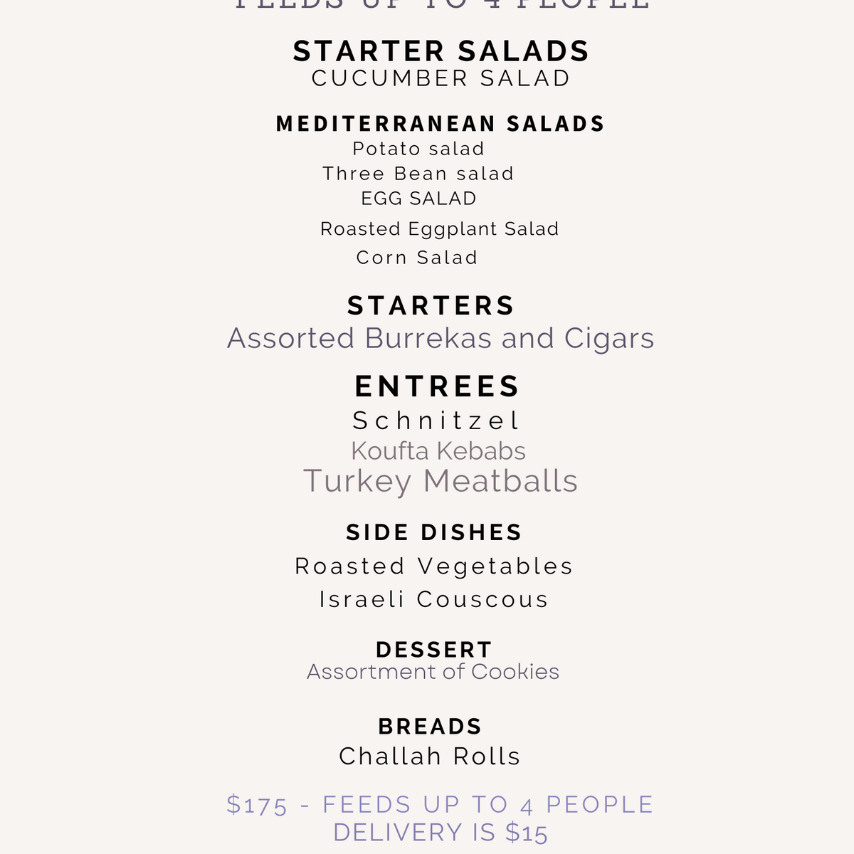 Shabbat Dinner for 4 – Fischer Brothers