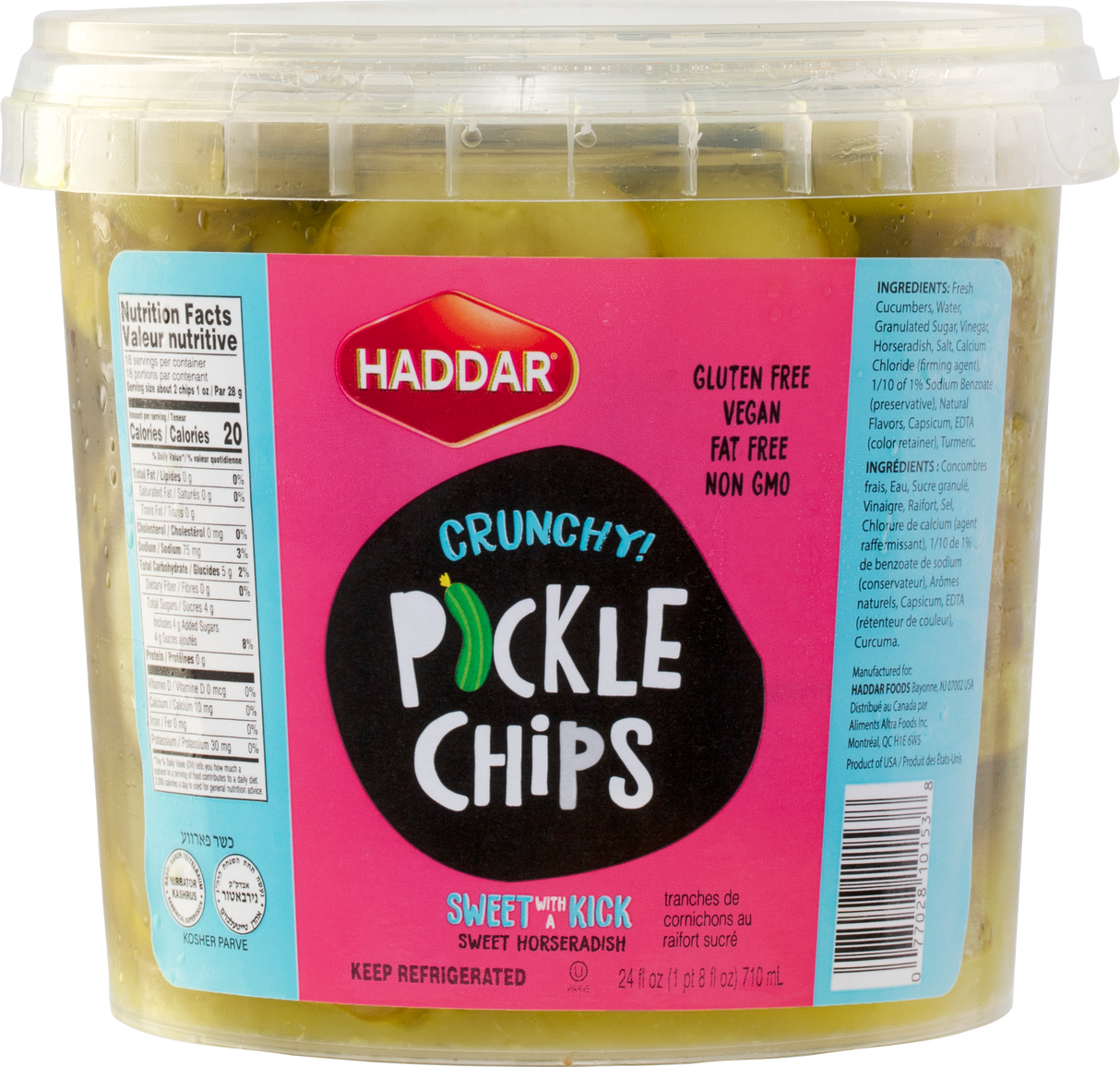 Haddar Classic Pickle Chips Sweet With A Kick Tub