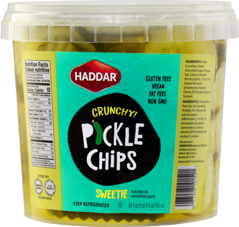 Haddar Sweetie Sweet Pickle Chips Tub