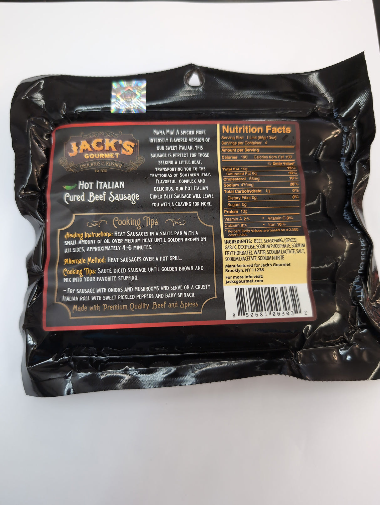 Jack's Gourmet Hot Italian Sausage