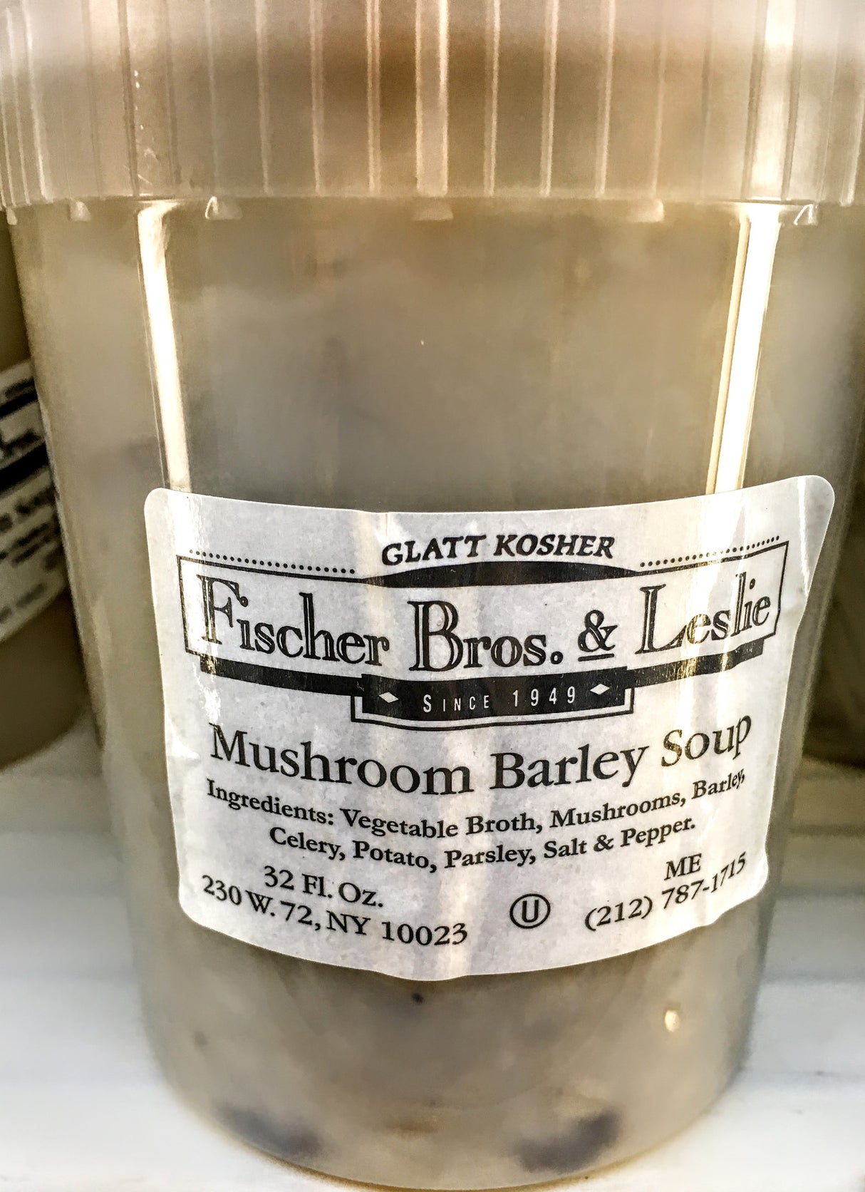 Mushroom Barley Soup: $13.98/qt.